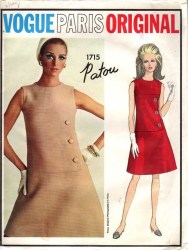 1715 VOGUE PATOU 1967 FIT SLEEVELESS SIDE BUTTON A-DRESS PATTERN 14 34 UNCUT